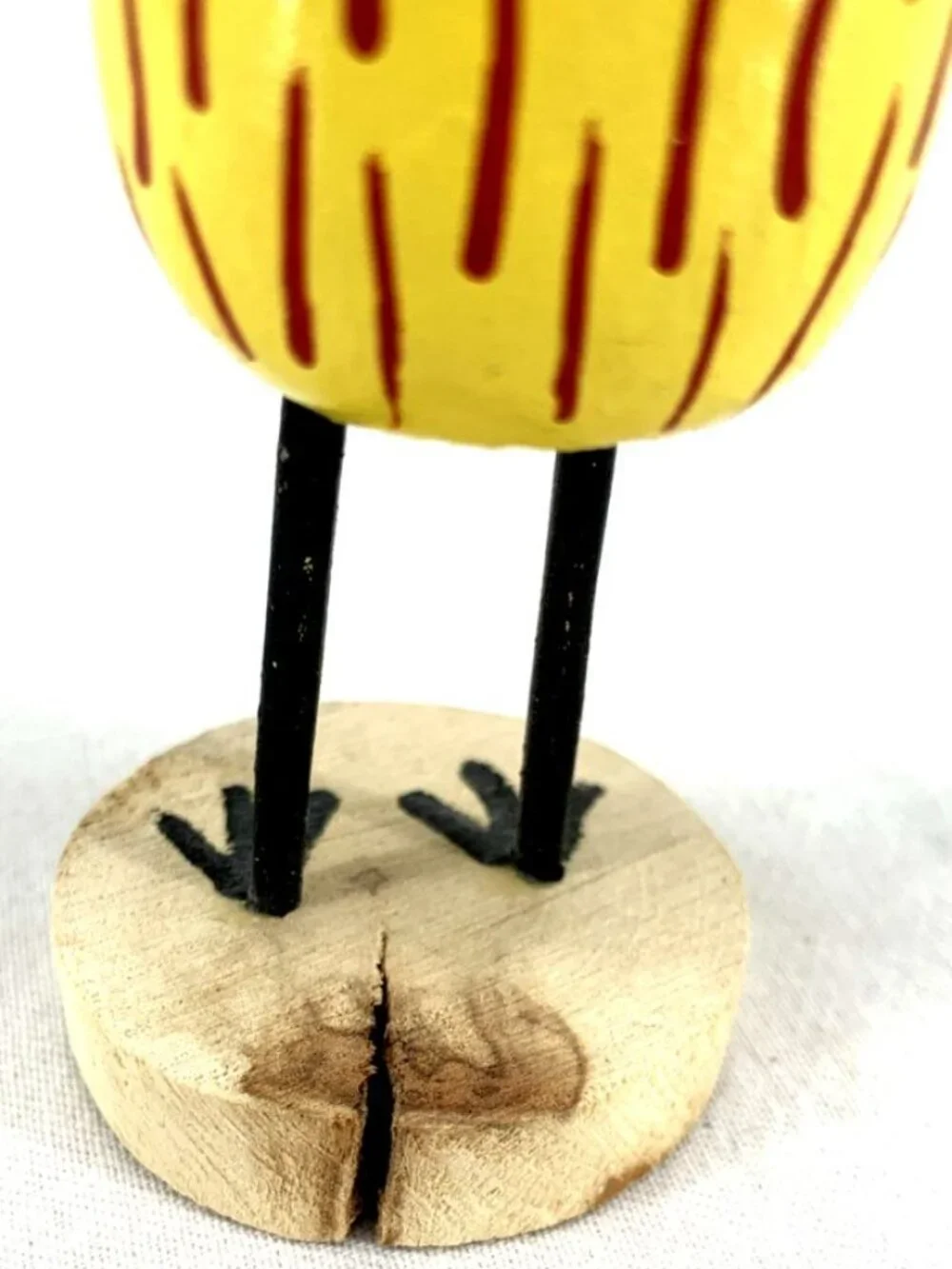 Edith John Navajo Folk Art Yellow Red Chicken Carved Wooden Hand Painted 3.5